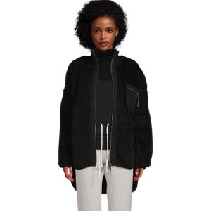 Revolve Varley Marney Sherpa Jacket Black Full Zip Mock Neck Oversized Small